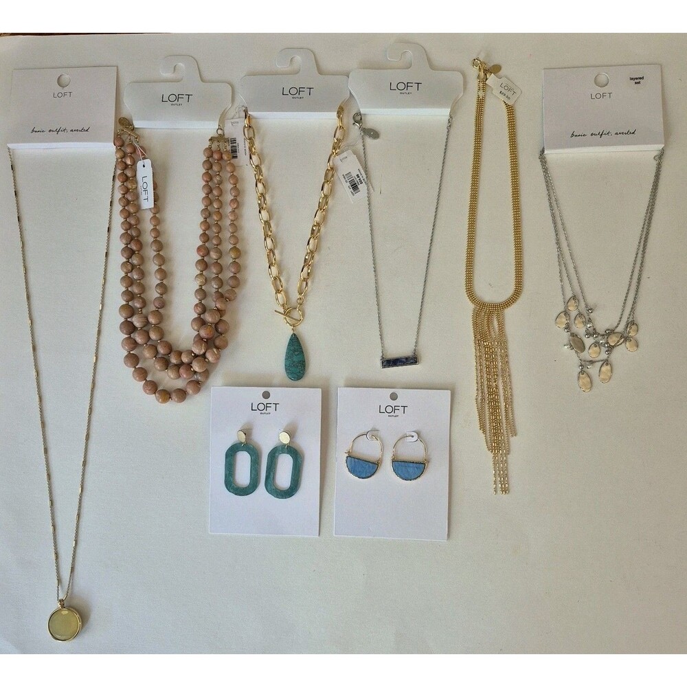 LOFT 8 Piece Career Night Out Jewelry Lot 6 Necklaces w/ 2 Pairs of Earrings NEW